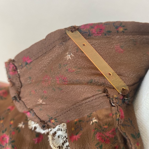 Antique Floral Silk Blouse Edwardian Lace S Delicate As Is - Picture 9 of 11